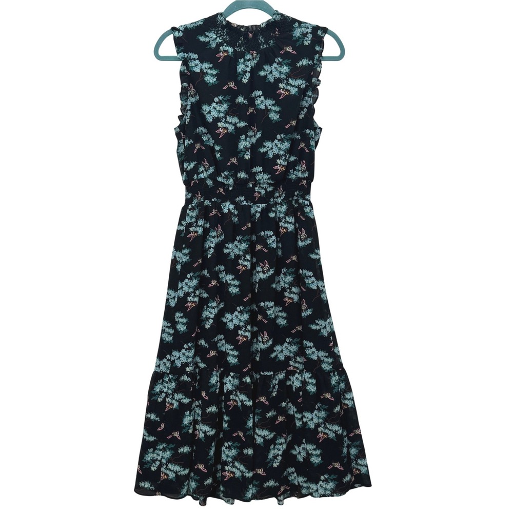 J. Crew Womens Botanical Bees Floral Midi Dress Sz S Blk Whimsigoth Dark Floral